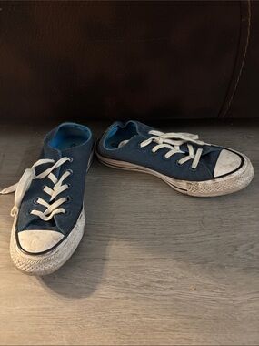 Converse Navy Blue Low-Top Canvas Sneakers with White Laces